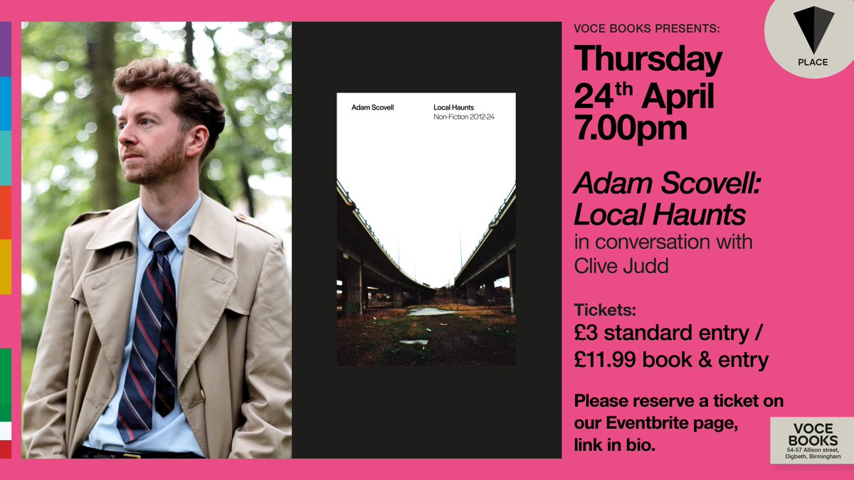 Voce Books (@vocebooks) on Twitter photo 🗣️ SPRING/SUMMER EVENTS AT VOCE BOOKS
📚 Join writer & filmmaker <a href="/AdamScovell/">Adam Scovell</a> as he takes us on a walk around LOCAL HAUNTS—his first collected edition of non-fiction tracing haunted landscapes & cultural connections.
🎟️ Please book your ticket via Eventbrite, link in bio 🗣️ SPRING/SUMMER EVENTS AT VOCE BOOKS
📚 Join writer & filmmaker <a href="/AdamScovell/">Adam Scovell</a> as he takes us on a walk around LOCAL HAUNTS—his first collected edition of non-fiction tracing haunted landscapes & cultural connections.
🎟️ Please book your ticket via Eventbrite, link in bio