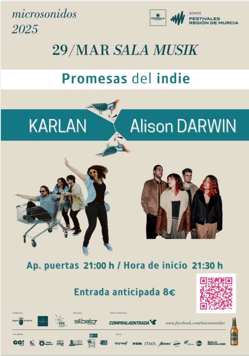 Ahora sí, vamos con un plan para mañana en la <a href="/SalaMusikMurcia/">Sala Musik</a> con <a href="/somoskarlan/">KARLAN</a> y <a href="/alisondarwin_/">ALISON DARWIN</a>. Incluye "Sin darte cuenta" de los murcianos y el nuevo EP de los barceloneses "La misma p*** historia"

alacant-indie.blogspot.com/2025/03/concie…