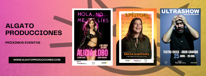 Próximos eventos - HUMOR, HUMOR y más HUMOR del bueno con Alicia Lobo, Delia Santana y Miguel Noguera en el Teatro CICCA los días 4, 11 y 25 de abril. En #abrilRisasMil Entradas en - bit.ly/ENTRADASALGATO