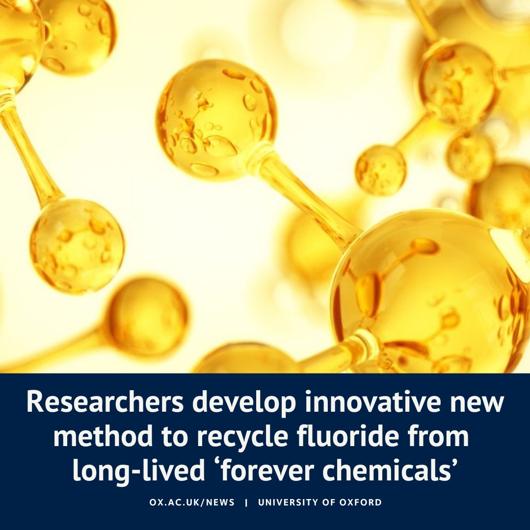 NEW: <a href="/OxfordChemistry/">Oxford Chemistry</a> researchers have developed a method to destroy fluorine-containing PFAS (sometimes labelled ‘forever chemicals’) while recovering their fluorine content for future use.

More info ⬇️