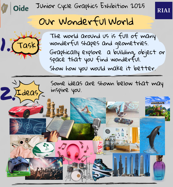 Oide Technology Subjects Post-primary (@oide_pp_tech4) on Twitter photo The RIAI, in collaboration with the Oide Graphics team, is delighted to launch this year’s Junior Cycle Graphics Exhibition
This year's title -🌍Our Wonderful World🌍
Click the link below to access the interactive poster for more information ⬇️
riai.ie/careers-in-arc… The RIAI, in collaboration with the Oide Graphics team, is delighted to launch this year’s Junior Cycle Graphics Exhibition
This year's title -🌍Our Wonderful World🌍
Click the link below to access the interactive poster for more information ⬇️
riai.ie/careers-in-arc…