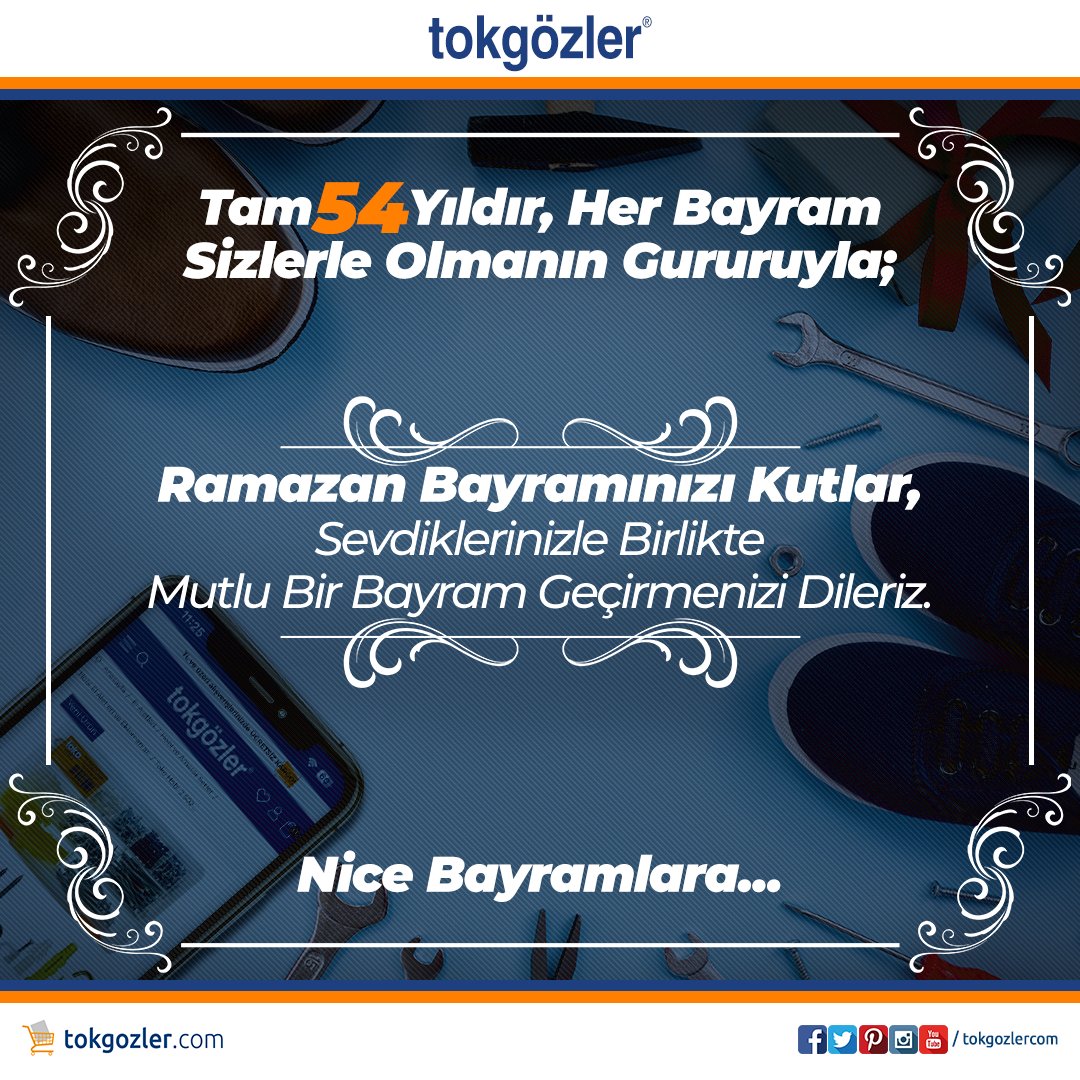 Tam 54 Yıldır, Her Bayram Sizlerle Olmanın Gururuyla;
Ramazan Bayramınızı Kutlar, Sevdiklerinizle Birlikte Mutlu Bir Bayram Geçirmenizi Dileriz.
Nice Bayramlara...
► tokgozler.com
#tokgozlercom #RamazanBayramı #İyiBayramlar #NiceBayramlara #Hırdavat #YapıMarket #toko