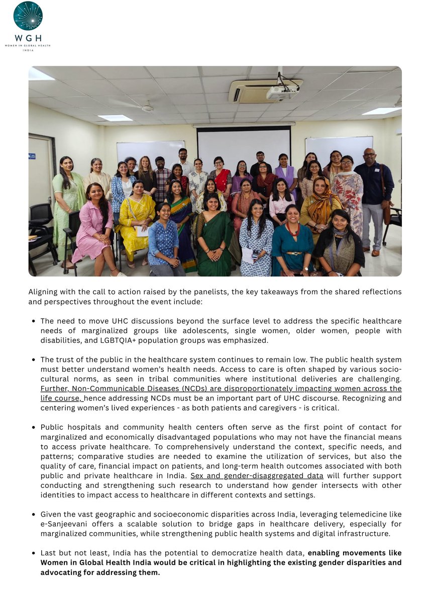 📢 Event Recap! On March 19, WGH India hosted a powerful discussion on gender equity in Universal Health Coverage (UHC). Experts highlighted key gaps, gender disparities, and the urgent need for inclusive healthcare policies. Swipe through for key takeaways! ⬇️