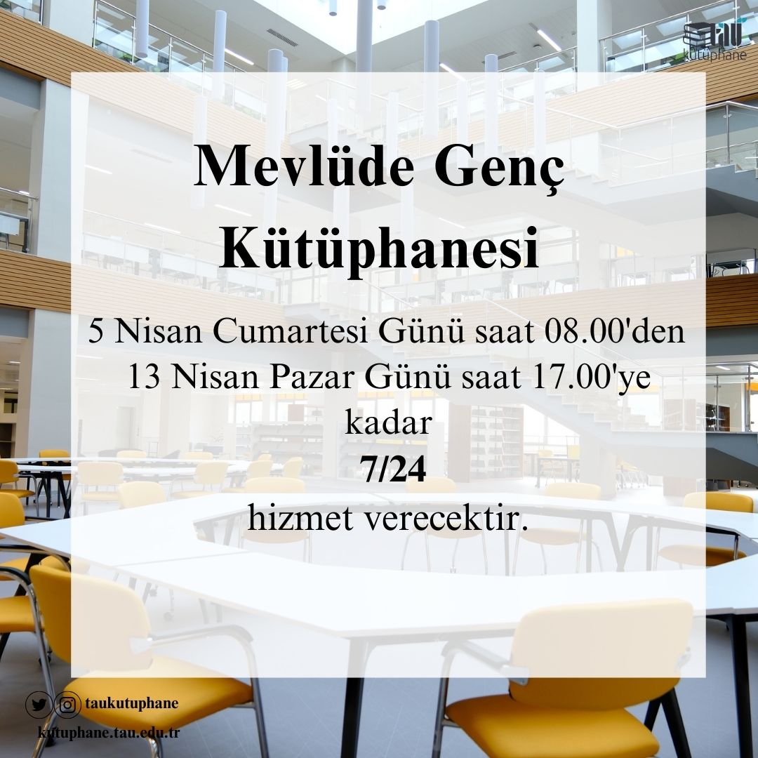 Türk - Alman Üniversitesi Mevlüde Genç Kütüphanesi (@taukutuphane) on Twitter photo 