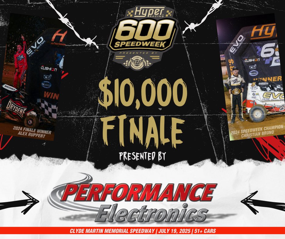 Welcome back Performance Electronics, Ltd.! We are so thrilled to have <a href="/PE_LTD/">PE-LTD</a> back as an associate sponsor with the “Power Zone” all week, as well as the official title sponsor of our $10,000 finale at  <a href="/LancoCMMS/">Clyde Martin Memorial Speedway</a>!!