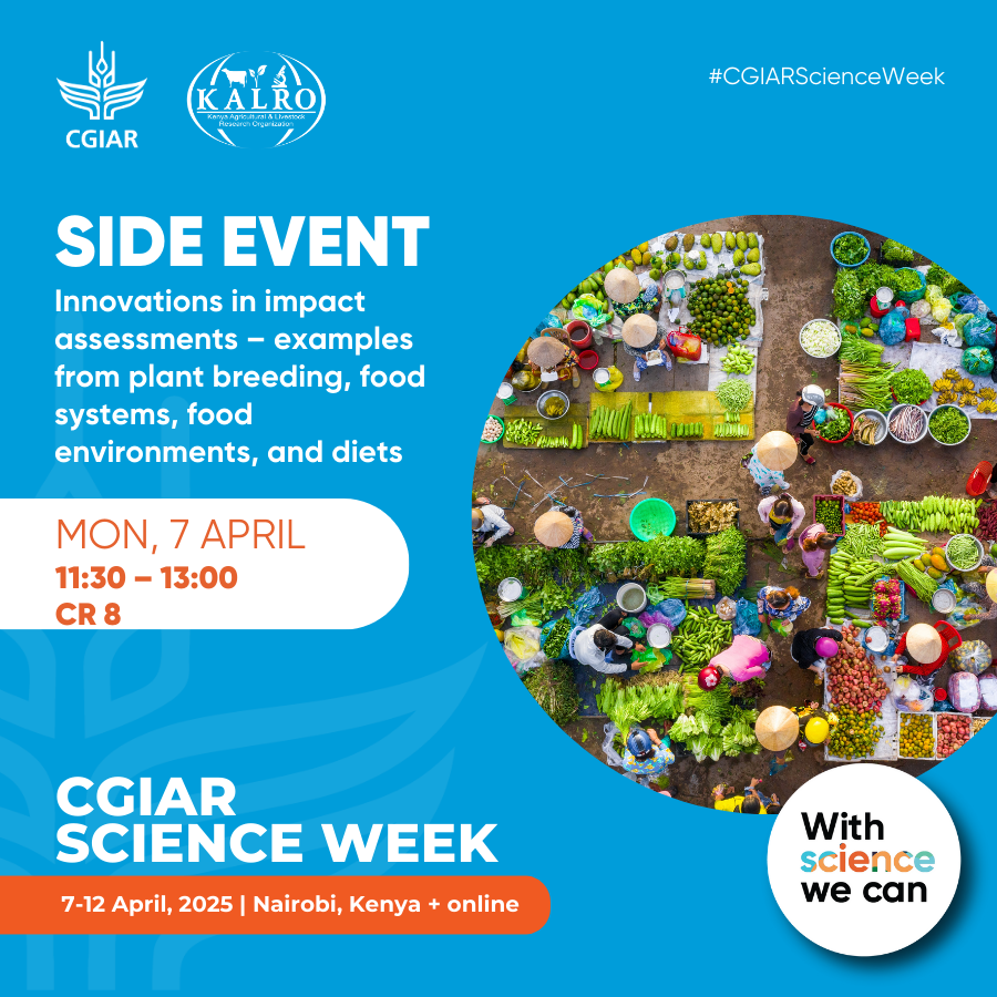 CGIAR Nutrition (@cgiarnutrition) on Twitter photo #CGIARScienceWeek
📢 Join us for side event on innovations in impact assessments & explore innovative approaches in:
🌱 Plant Breeding & Seed Systems🌍 Food Systems 🥗 Food Environments & Diets
📆 April 7 | 11:30-13:00
📍 Conference Room 8 & online!
<a href="/CGIAR/">CGIAR</a> <a href="/PMenonIFPRI/">Dr. Purnima Menon</a> <a href="/Cipotato/">International Potato Center</a> #CGIARScienceWeek
📢 Join us for side event on innovations in impact assessments & explore innovative approaches in:
🌱 Plant Breeding & Seed Systems🌍 Food Systems 🥗 Food Environments & Diets
📆 April 7 | 11:30-13:00
📍 Conference Room 8 & online!
<a href="/CGIAR/">CGIAR</a> <a href="/PMenonIFPRI/">Dr. Purnima Menon</a> <a href="/Cipotato/">International Potato Center</a>
