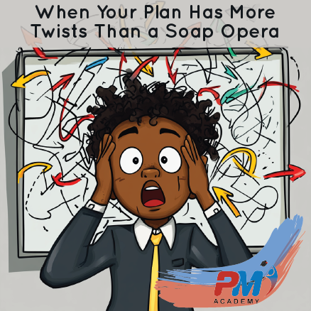 PMAcademybw's tweet photo. You think your project plan is solid… then it suddenly takes a turn like a Game of Thrones plot twist! 

📌 Pro Tip:
✅ Stay flexible—every project has surprises.
✅ Expect the unexpected and always have a Plan B!
✅ Keep your team in the loop

#ProjectManagementHumor #PlotTwist https://t.co/lIXRJ0Zu7H