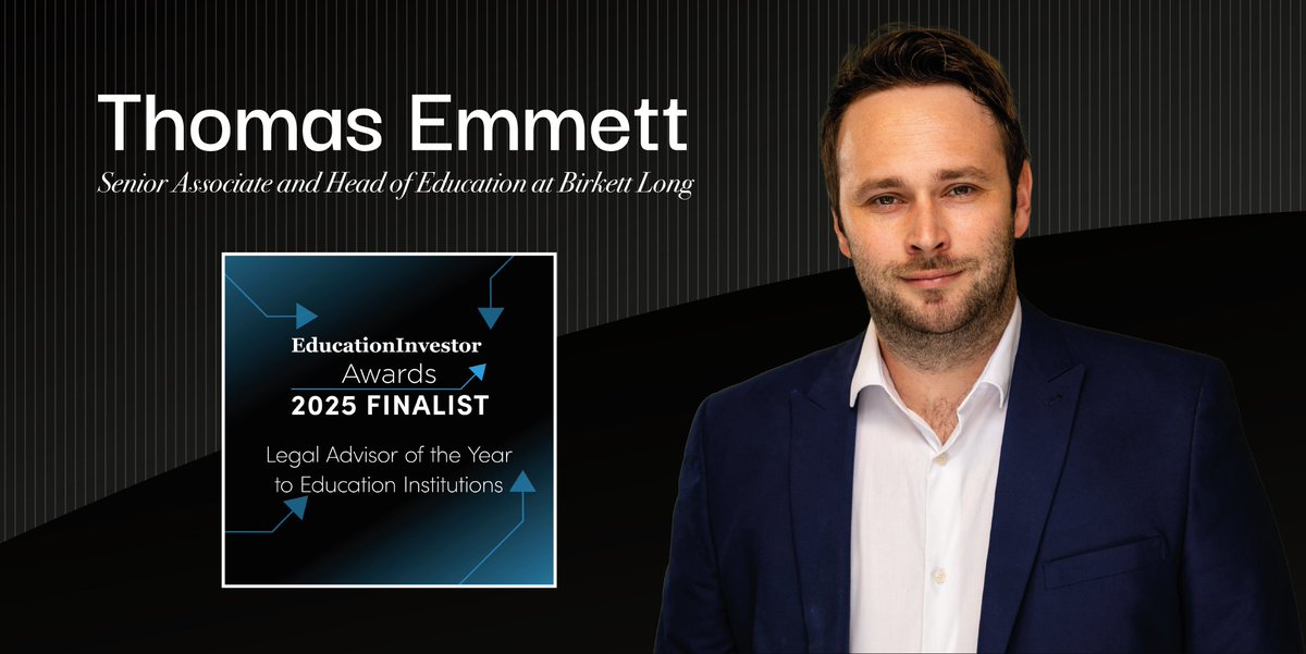 We are proud to share that Thomas Emmett, Head of Education at Birkett Long, is a finalist for Legal Advisor of the Year – Education Institutions at the Education Investor Awards 2025. 

Read more here 👉 loom.ly/g0h003o

#Education #EIAwards25 #BirkettLong
