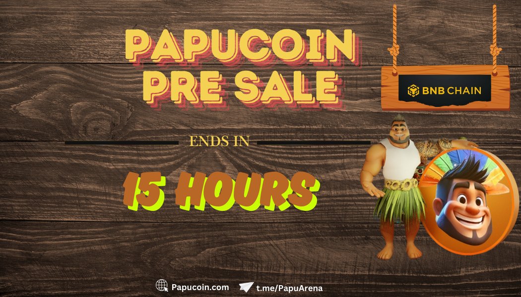 Less than 15 hours left⏳

The $PAPU Presale is ending very soon and this is your  ticket outta the trenches and this is the best time to ape in.

Let's go👇🏾