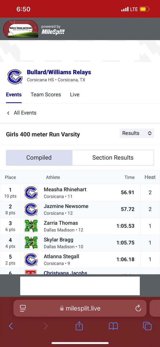 The 🦄 (Measha Rhinehart)with a New PB in the 400

College coaches y’all better come have a conversation with her 

100 - 12.2
200 24.4
400 56.91
TJ  38-10
GPA 4.0