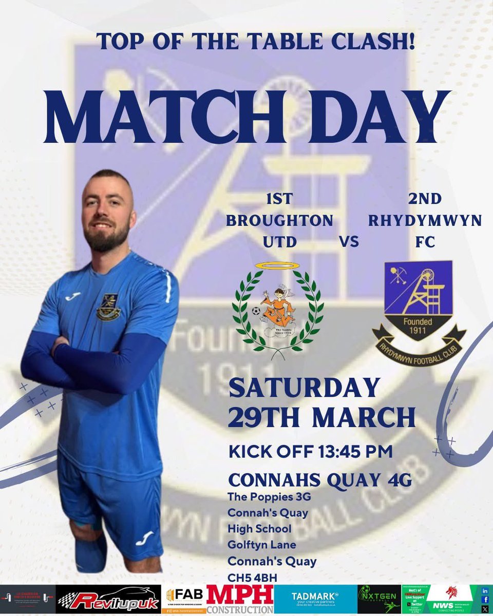 THE BIG ONE!

Tomorrow we travel to league leaders Broughton in what should be a great advert for Tier 5!

13:45 KO

<a href="/NWSportDave/">Grassroots North Wales</a> <a href="/NWalesSocial/">#NorthWalesSocial ⬆️🏴󠁧󠁢󠁷󠁬󠁳󠁿🤝</a> <a href="/NEWFAMensLeague/">North East Wales Football League</a>