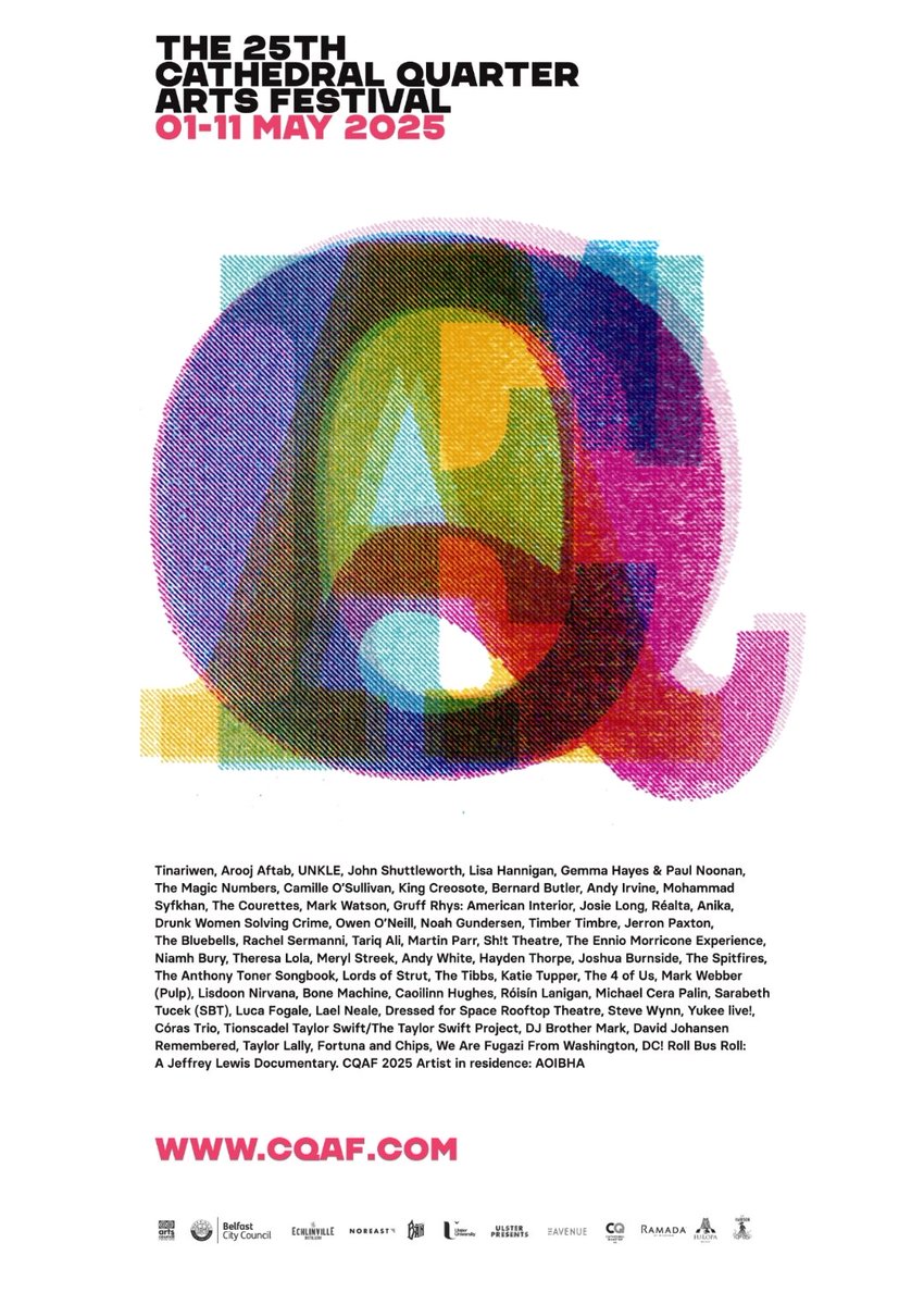 The full Cathedral Quarter Arts Festival programme 2025 is now live on cqaf.com. We think it's not too shabby at all. Shout out to Keith Connolly for lovely new artwork. Come join us in May. x

#CQAF25 #Festival #Belfast