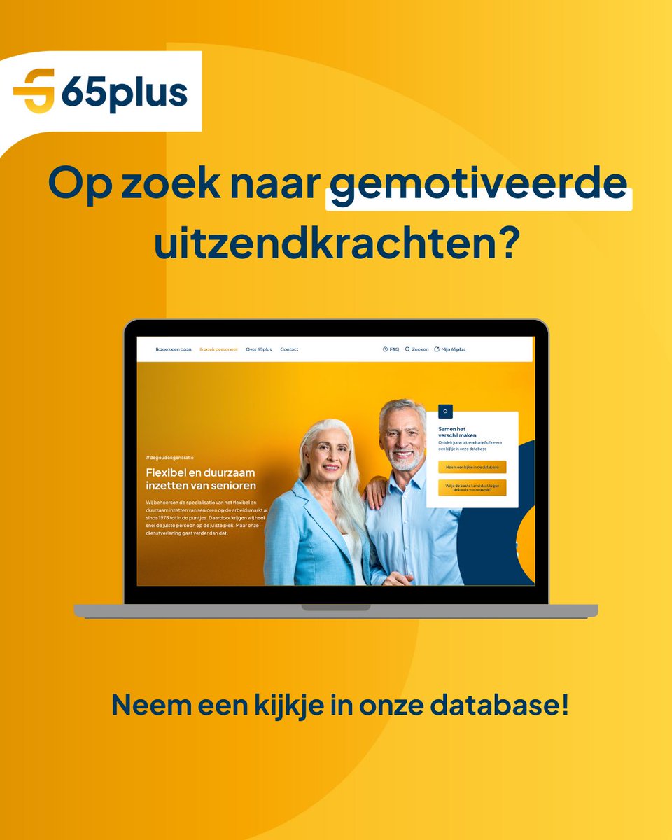 65plusNL's tweet image. Jouw ideale kandidaat? Die hebben we al gevonden! In onze database vind je direct ervaren 65-plussers in jouw regio. Benieuwd? Kijk via hubs.ly/Q03dRJ8j0 zelf live in onze database en ontdek wie er klaarstaat om jouw team te versterken.
