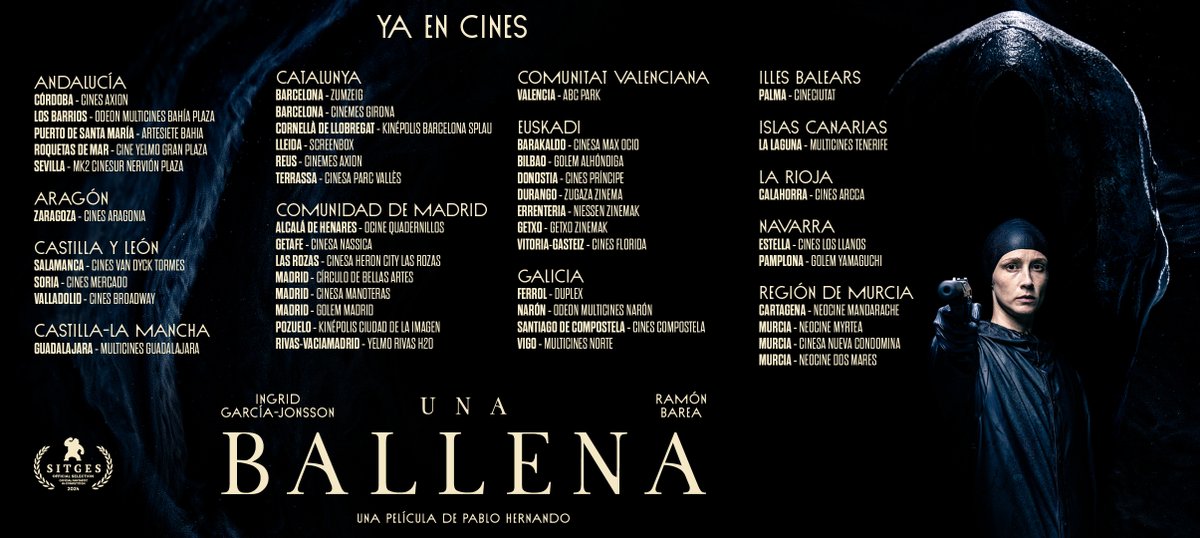 elasticafilms (@elasticafilms) on Twitter photo La mercancía está lista para su entrega. En todos estos puertos.
🐋 #UnaBallena, de <a href="/phesquisabel/">Pablo Hernando</a>
Con Ingrid García-Jonsson, Ramón Barea y Kepa Errasti.
🫧 YA EN CINES
<a href="/srsrafilms/">𝐒𝐫. & 𝐒𝐫𝐚.</a> · <a href="/ContactaSayaka/">Sayaka Producciones</a> · <a href="/OrisaProduzioni/">OrisaProduzioni</a> <a href="/LaAventuraCine/">La Aventura</a> · <a href="/ElasticaFilms/">elasticafilms</a> La mercancía está lista para su entrega. En todos estos puertos.
🐋 #UnaBallena, de <a href="/phesquisabel/">Pablo Hernando</a>
Con Ingrid García-Jonsson, Ramón Barea y Kepa Errasti.
🫧 YA EN CINES
<a href="/srsrafilms/">𝐒𝐫. & 𝐒𝐫𝐚.</a> · <a href="/ContactaSayaka/">Sayaka Producciones</a> · <a href="/OrisaProduzioni/">OrisaProduzioni</a> <a href="/LaAventuraCine/">La Aventura</a> · <a href="/ElasticaFilms/">elasticafilms</a>