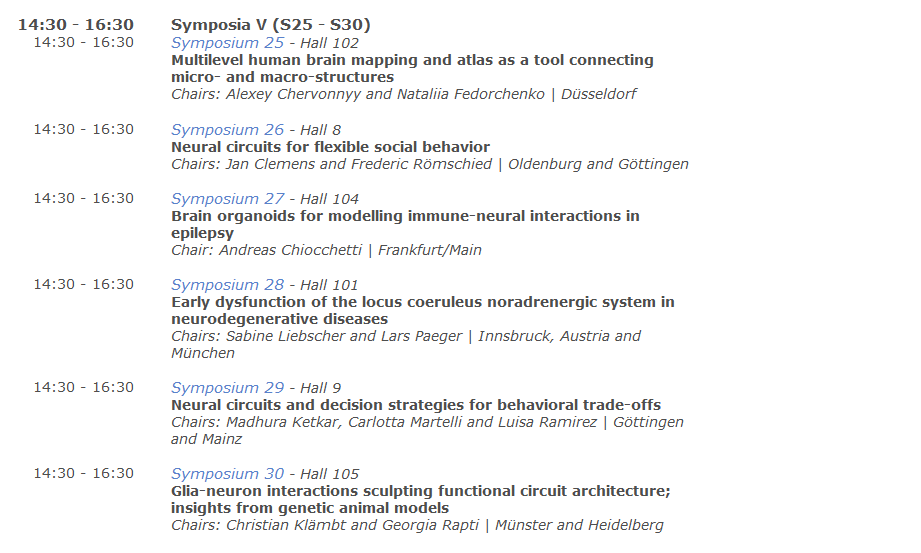 NeuroforumNWG's tweet photo. We will   continue the programm after the lunch and workshop break at 2.30 pm with   Symposia V (S25 - S30). #NWG2025 https://t.co/3vV5gN2V3e