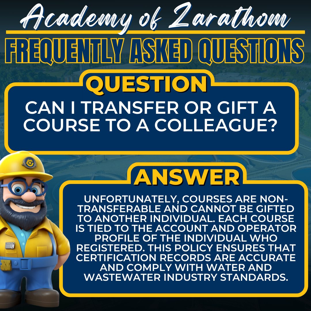 Zarathom_Online's tweet image. Do you Have questions about the Academy of Zarathom? 
Visit us at l8r.it/9xYl

#FAQ #WaterProfessionals #WastewaterOperators #AcademyOfZarathom #OperatorTraining ##WaterIndustryExperts#WastewaterTraining #WaterTreatmentPros #WaterOperatorTraining #WastewaterExperts