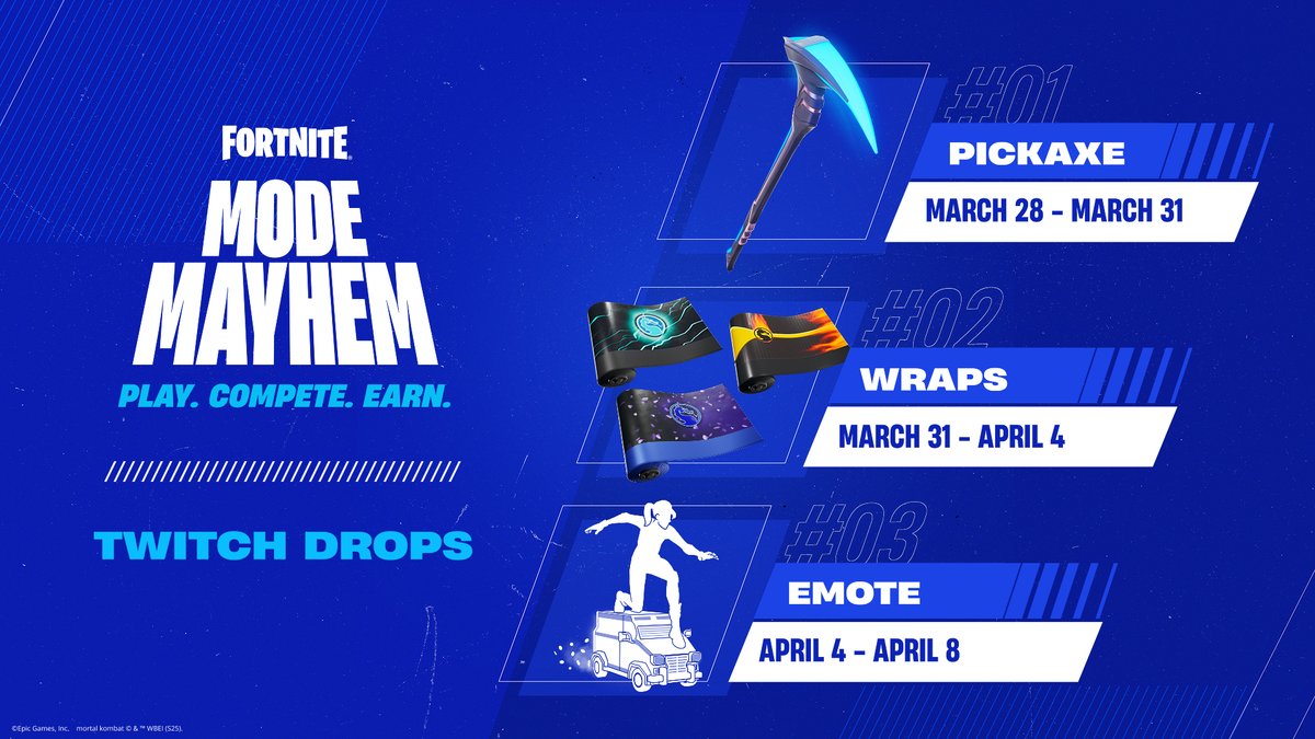 Fortnite's tweet image. you should be watching Twitch right now 👀

Mode Mayhem Drop #1 is live, grab the Command Executor Pickaxe!

twitch.tv/directory/cate…