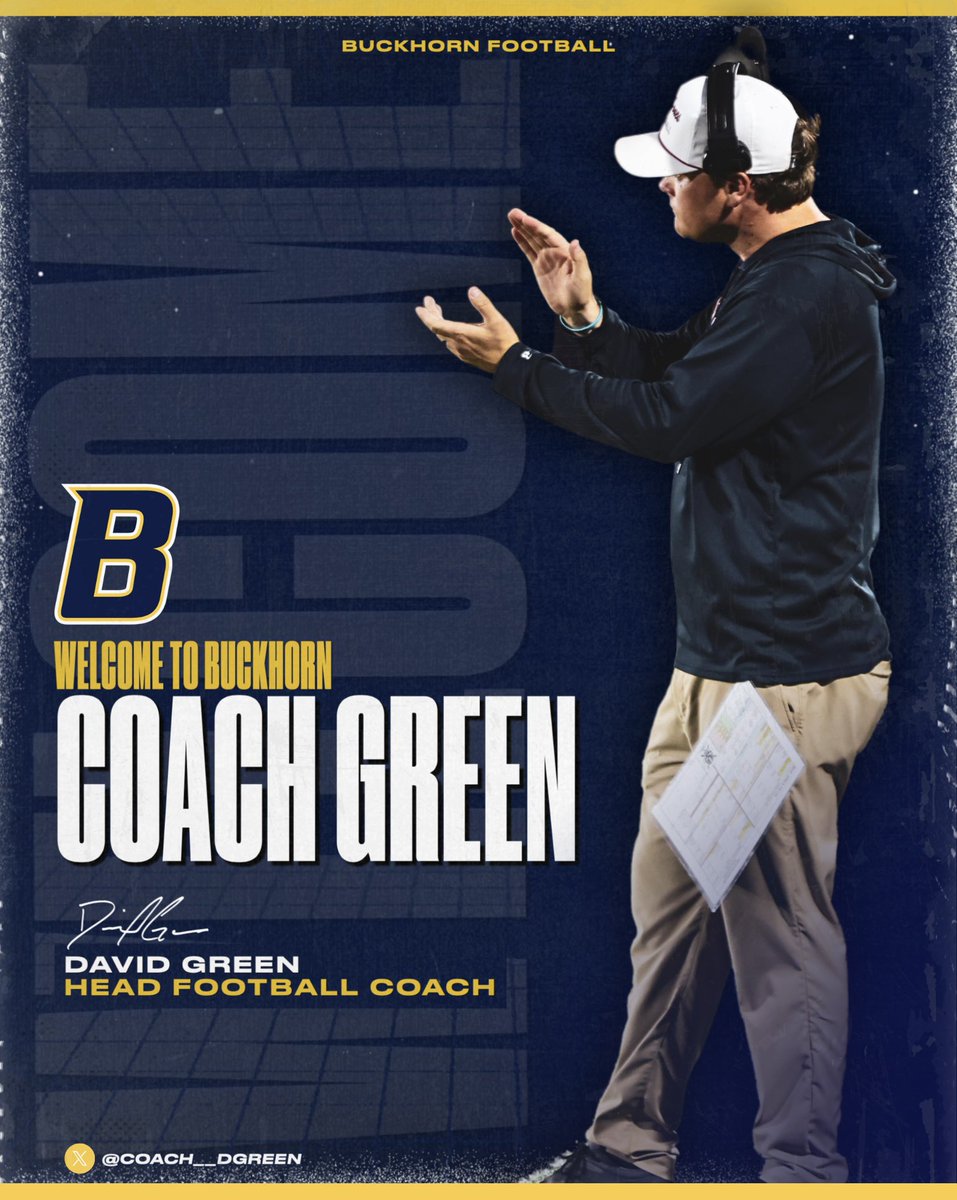 Buckhorn Football (@bucks_football1) on Twitter photo We are excited to Welcome our new Head Football Coach, David Green to Buckhorn High School!
#BeELITE | <a href="/Coach__DGreen/">David Green</a> We are excited to Welcome our new Head Football Coach, David Green to Buckhorn High School!
#BeELITE | <a href="/Coach__DGreen/">David Green</a>