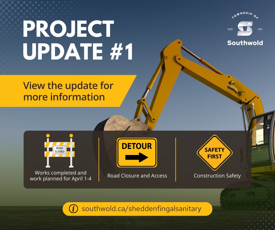 Shedden Sanitary Sewer Construction Update #1

An update to the Shedden Sanitary Sewer Construction project is available here: southwold.ca/en/business-an….

For more information on the project, visit our webpage at southwold.ca/sheddenfingals….