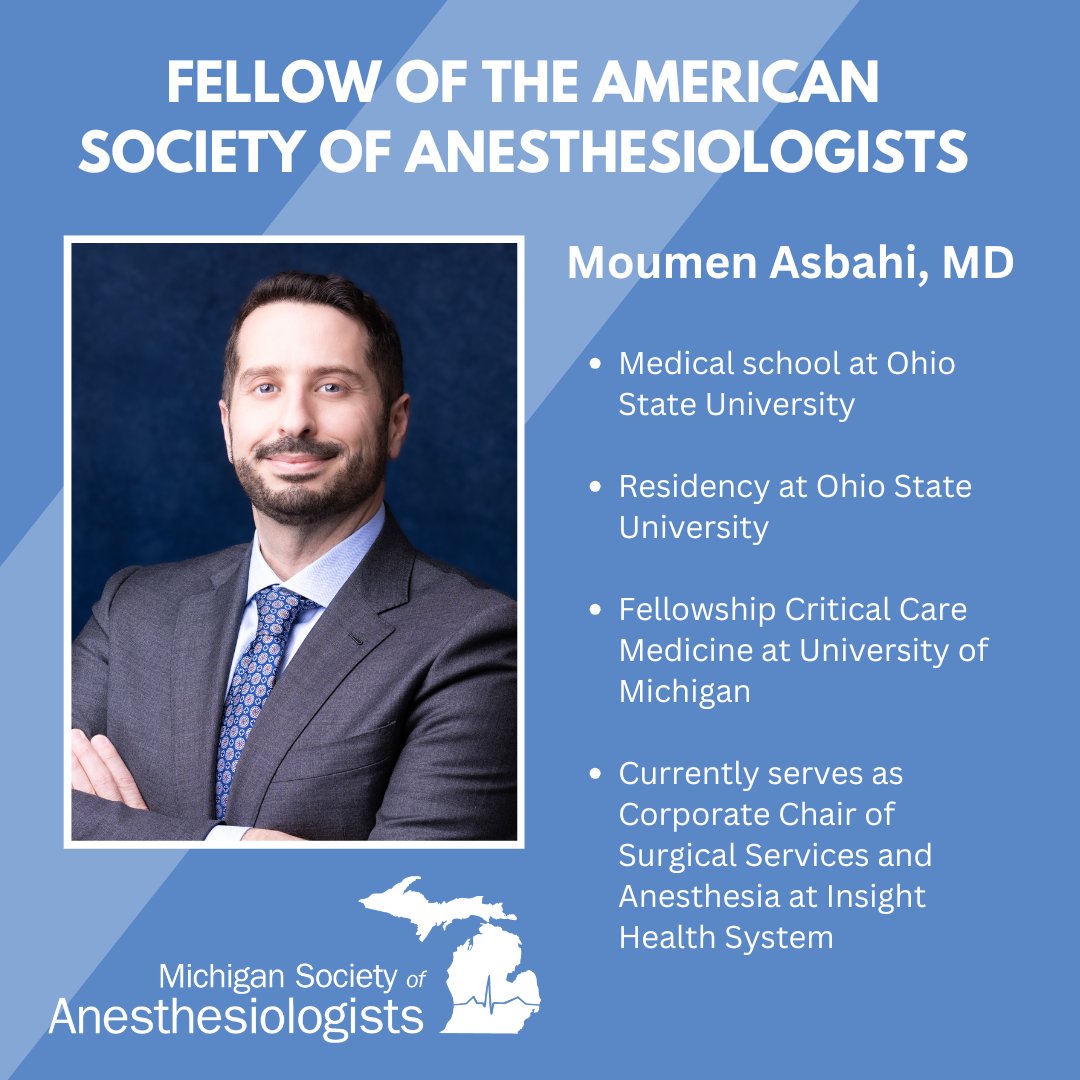 Today, we are pleased to recognize MSA member Moumen Asbahi, MD, as a Fellow of <a href="/ASALifeline/">ASA®</a>