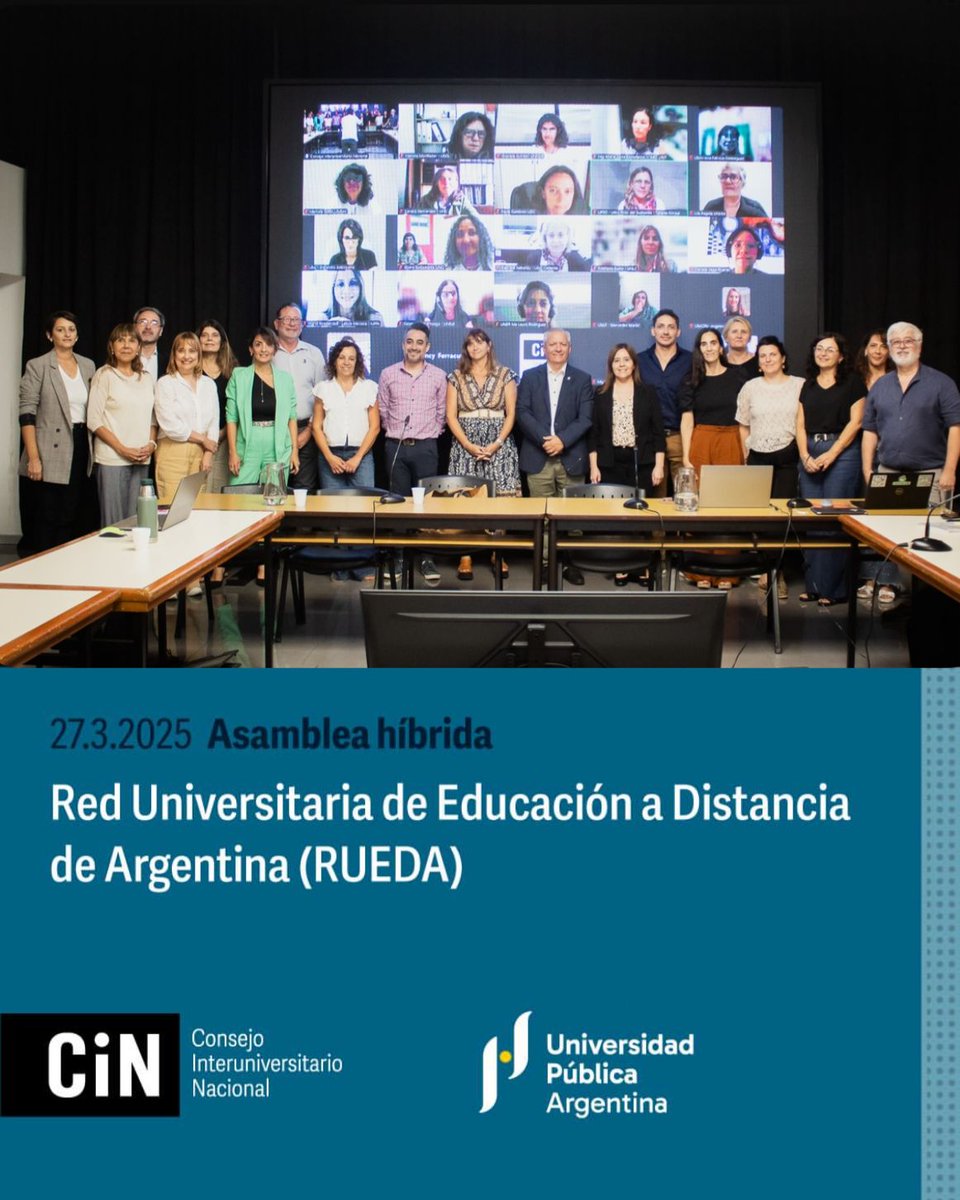 ruedacin's tweet photo. La 68 Asamblea Plenaria de la RUEDA celebrada en modalidad híbrida el 27/3/25 tuvo su apertura con las palabras del Sr. Rector Coordinador de la RUEDA Luis Alberto Negretti y la Sra. Rectora Flavia Terigi, presidenta de la CAA del @CINoficial  y Comité Ejecutivo de la RUEDA. https://t.co/PggHZEzbfx