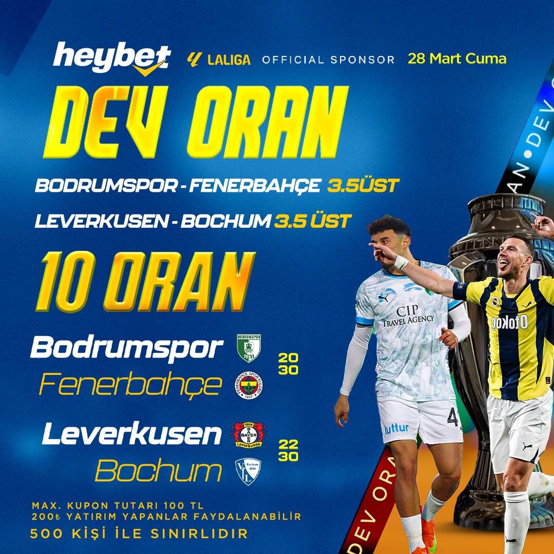 Heybet_Resmi's tweet photo. 💙 DEV ORAN 10 ORAN💙 

����2 MAÇTA 3.5 ÜST OLUR

🪙max 100₺
⭐️500 kişi ile sınırlıdır.

💎Günün Maçları En Yüksek Oranlarla PRONET' in YILDIZI Heybet' te

🔹TEK YATIRIMLA SADECE 1 ÖZEL ORAN BAHİSİ ALABİLİRSİNİZ‼️

💎DEVORAN (https://t.co/1dvGl9qYVS)

 📺HEYTV (https://t.co/dof9E1tsK8)

🤍GÜNCEL GİRİŞ (https://t.co/NJyKmFyuVi)
-
-
-
#heybet #özeloran #fenerbahçe #fenerinmacivar #dursunözbek #bodrumspor