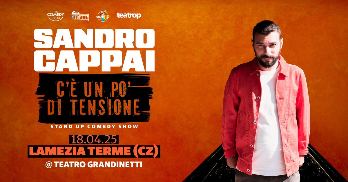 standuplamezia's tweet photo. Sandro Cappai sarà con noi nella serata di Venerdì 18 Aprile al Teatro Grandinetti con il suo spettacolo “C’è un po’ di tensione”🎭 

EARLY BIRD!
Solo fino al 31 Marzo il prezzo del biglietto sarà di € 10,00!🤩

Vi aspettiamo! 🎈 
Link di acquisto https://t.co/o1XpyGshPc https://t.co/Dsm5IPhcVn