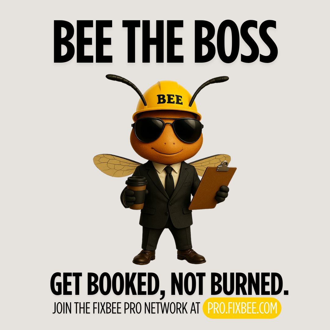 FixBeePro's tweet image. "Bee the boss. Get booked, not burned. 🐝💼"
📲 Join the FixBee Pro Network at pro.fixbee.com
#FixBeePros #ContractorConfidence #NoMoreColdCalls