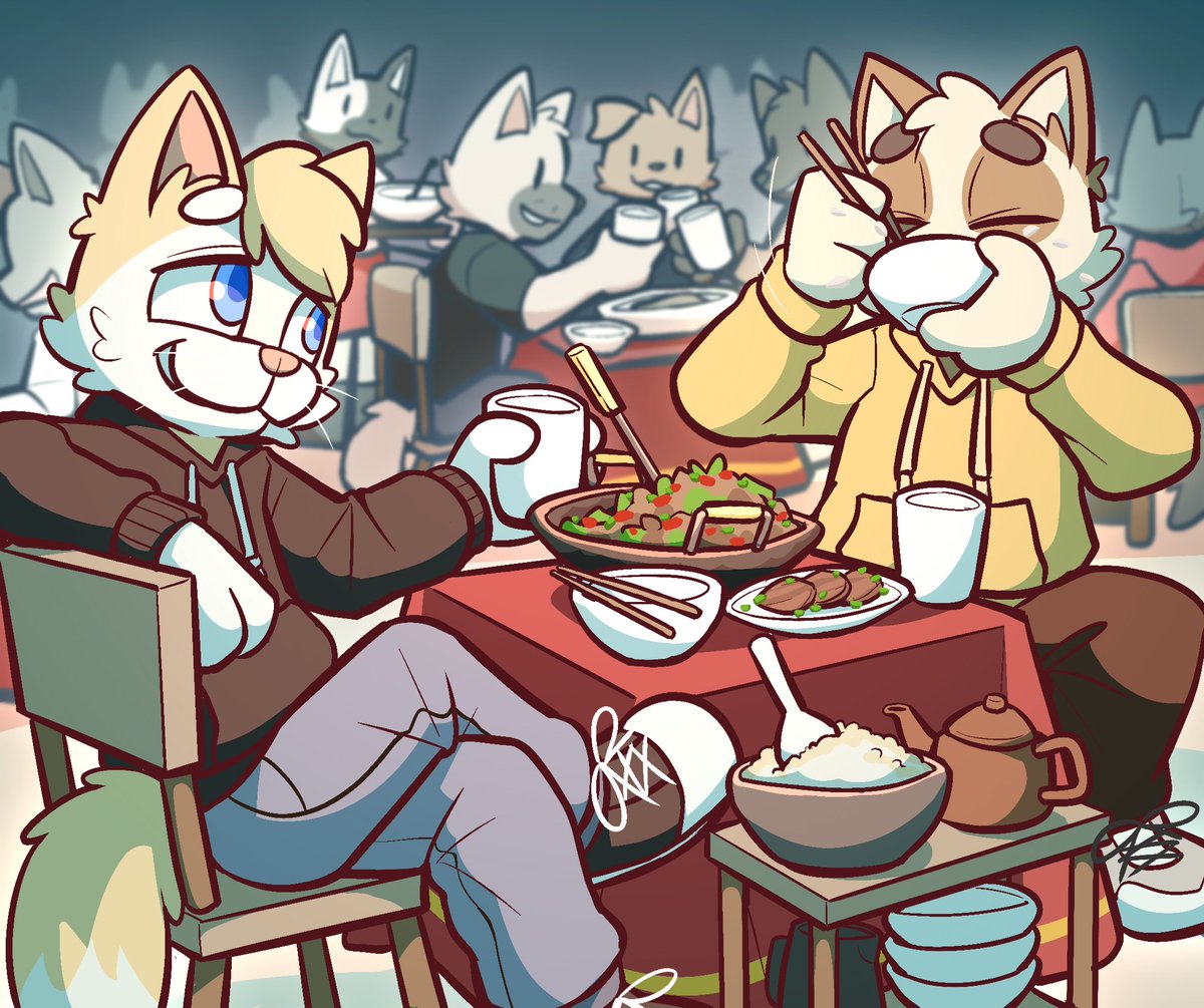 Hanging out at a restaurant with <a href="/Qiuligaog/">秋狸皋</a>! A Chinese one
Commed by him