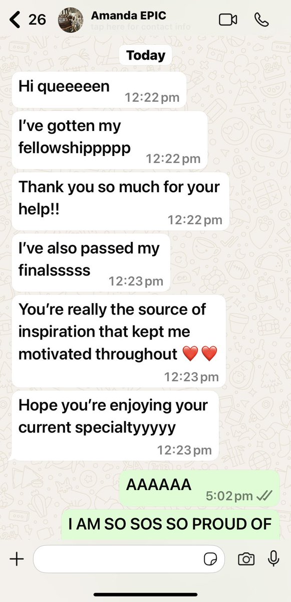 ميار🇪🇬🍉 (@maiarelhariry) on Twitter photo So so so proud of my incredible mentees for securing their higher education fellowship✨❤️
Can’t wait to see what my girls will go on to achieve, <a href="/sxngamithra/">Sangamithra Ravi</a> and <a href="/AmandaLingJY/">Amanda Ling</a> 🫶
#Mentorship #MedEd So so so proud of my incredible mentees for securing their higher education fellowship✨❤️
Can’t wait to see what my girls will go on to achieve, <a href="/sxngamithra/">Sangamithra Ravi</a> and <a href="/AmandaLingJY/">Amanda Ling</a> 🫶
#Mentorship #MedEd