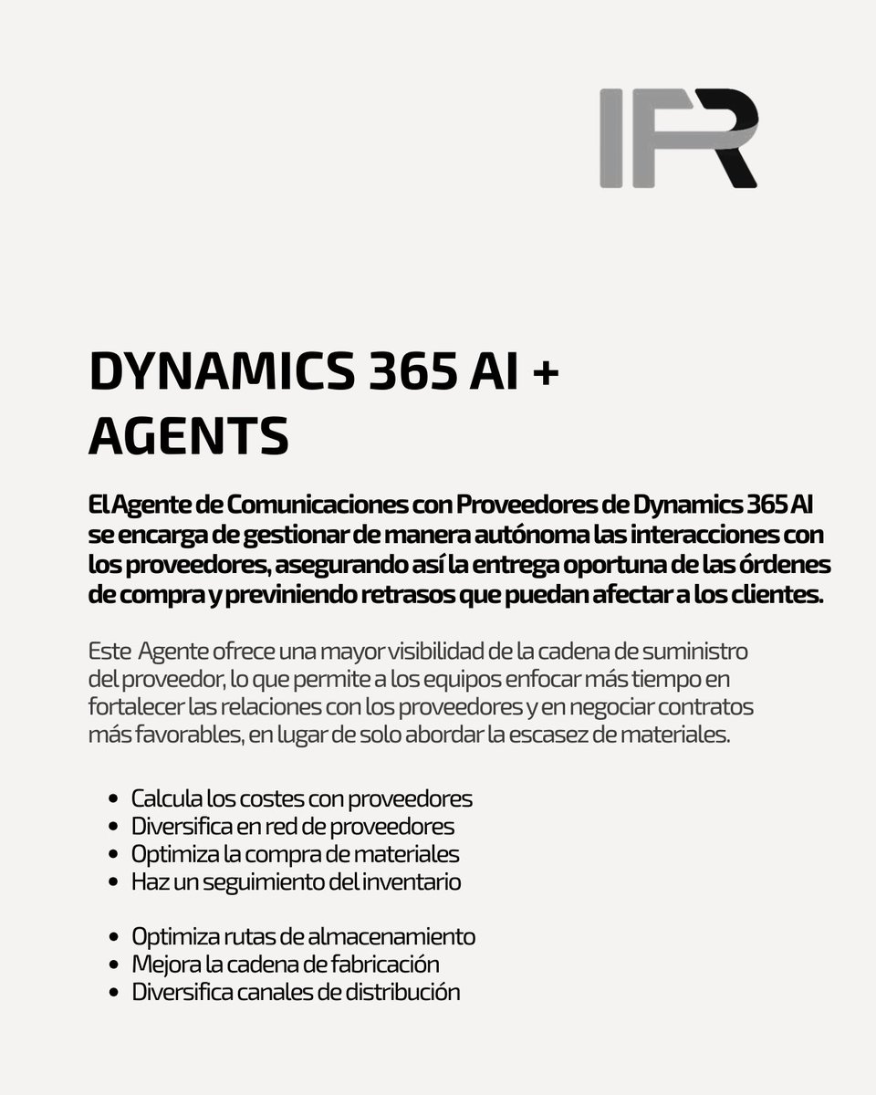 IFR_Group's tweet image. 5/➡️ Este Agente podría actuar como una herramienta para facilitar la creación de una hoja de ruta estratégica segura para el CIO para la adopción de la #IA en toda la empresa mientras escala #Dynamics365AI, #Copilots y #Agents, para la autonomía y automatización en #Cloud.