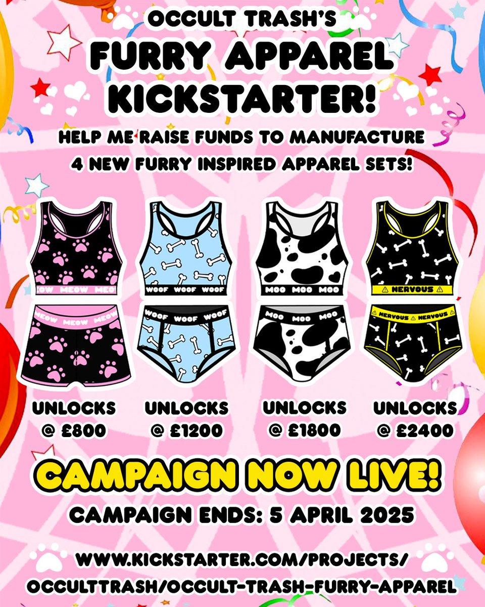 My furry apparel Kickstarter has now officially launched! 🐶🐱🐮💕👀

Sets come in sizes S - 4XL

More info &amp; the project here: kickstarter.com/projects/occul…
 #furryfandom #furryfemboy #puppyplay