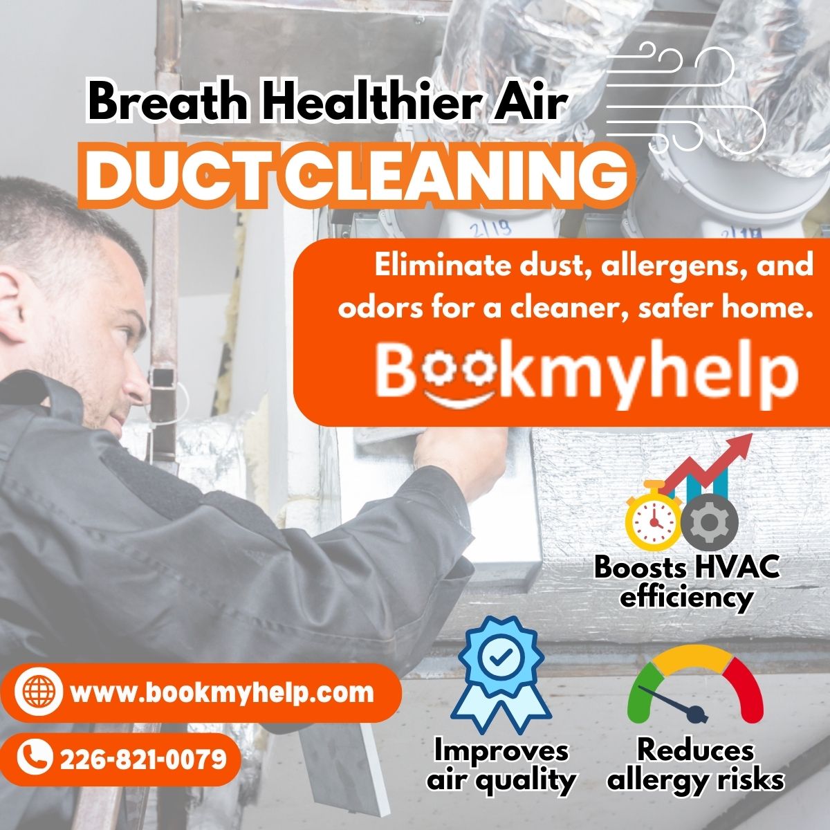 Dirty ducts? 😷 Clean them for better air quality and health! Call 226-821-0079 or visit bookmyhelp.com ✨
#DuctCleaning #AirQuality #HealthyHome #Bookmyhelp