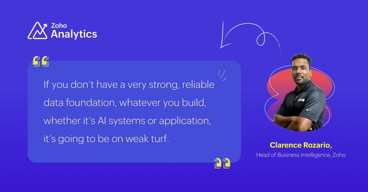 Zoho Analytics (@zohoanalytics) on Twitter photo Integration with business systems is key to getting the most out of #AI
To explore how AI can be effectively integrated with #BI, <a href="/Enterprise_Time/">EnterpriseTimes</a> editor <a href="/journoian/">Ian Murphy</a> sat down with our BI head <a href="/clarencerozario/">Clarence Rozario</a>
🎧 Catch their full conversation here 👉zoho.to/8p6 Integration with business systems is key to getting the most out of #AI
To explore how AI can be effectively integrated with #BI, <a href="/Enterprise_Time/">EnterpriseTimes</a> editor <a href="/journoian/">Ian Murphy</a> sat down with our BI head <a href="/clarencerozario/">Clarence Rozario</a>
🎧 Catch their full conversation here 👉zoho.to/8p6
