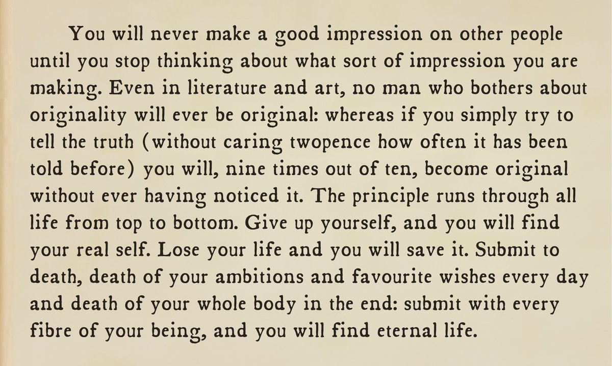 tillwehvfaces's tweet image. C.S. Lewis, give up yourself and you will find your real self