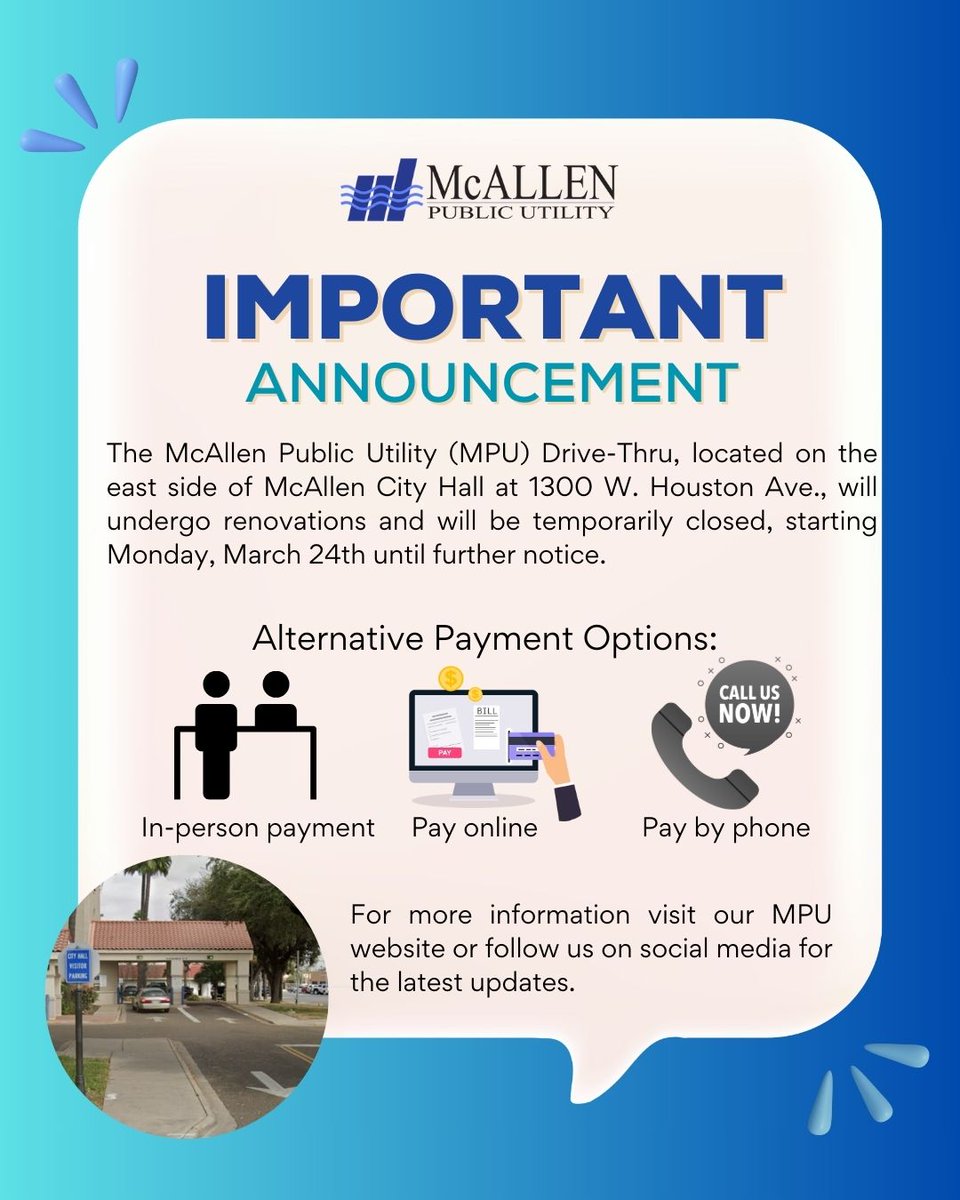 Please see updated information regarding the MPU drive-thru closure. Thank you for your understanding. Please visit our website for more information.