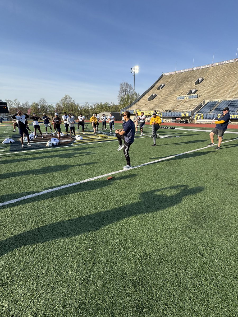 Great Day of Spring 🏈 !! 
Amazing Weather  ☀️ <a href="/racersfootball/">Murray State Football</a> Thanks Master Dinh for another Great post practice recovery stretch!! <a href="/RacerFBAlumni/">RFAA</a>