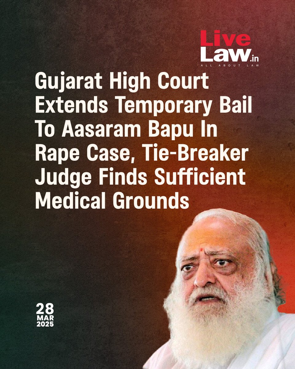 taj_india007's tweet image. When judges become SANGHI-ified

Gujarat High Court recently denied relief to @ShayarImran - a decision later overturned by #SupremeCourt

Now, it has granted bail again to #Asaram - a convicted rapist

#BreakingNews
#GreaterNoida #earthquake
#CSKvsRCB #IndiaAgainstWaqfBill