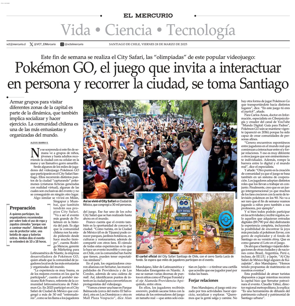 Pokémon GO, el juego que invita a interactuar en persona y recorrer la ciudad, se toma Santiago. #VCTElMercurio shorturl.at/iwTcm