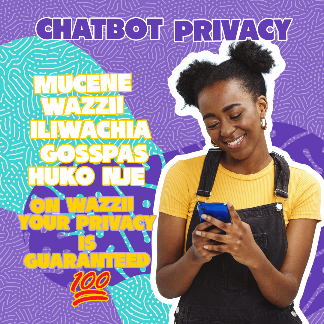 One thing abt #WAZZII🤖, hainanga mucene kama wasee wengine huku nje. 💫🚀Whatever you say stays between you and WAZZII, For real. 💌Sasa, ni swali gani ya sex, relationships, mental health+++ unadai kuuliza? Check out #LinkInBio uchat na WAZZII 🤖on WhatsApp 💜#NiSpaceYako