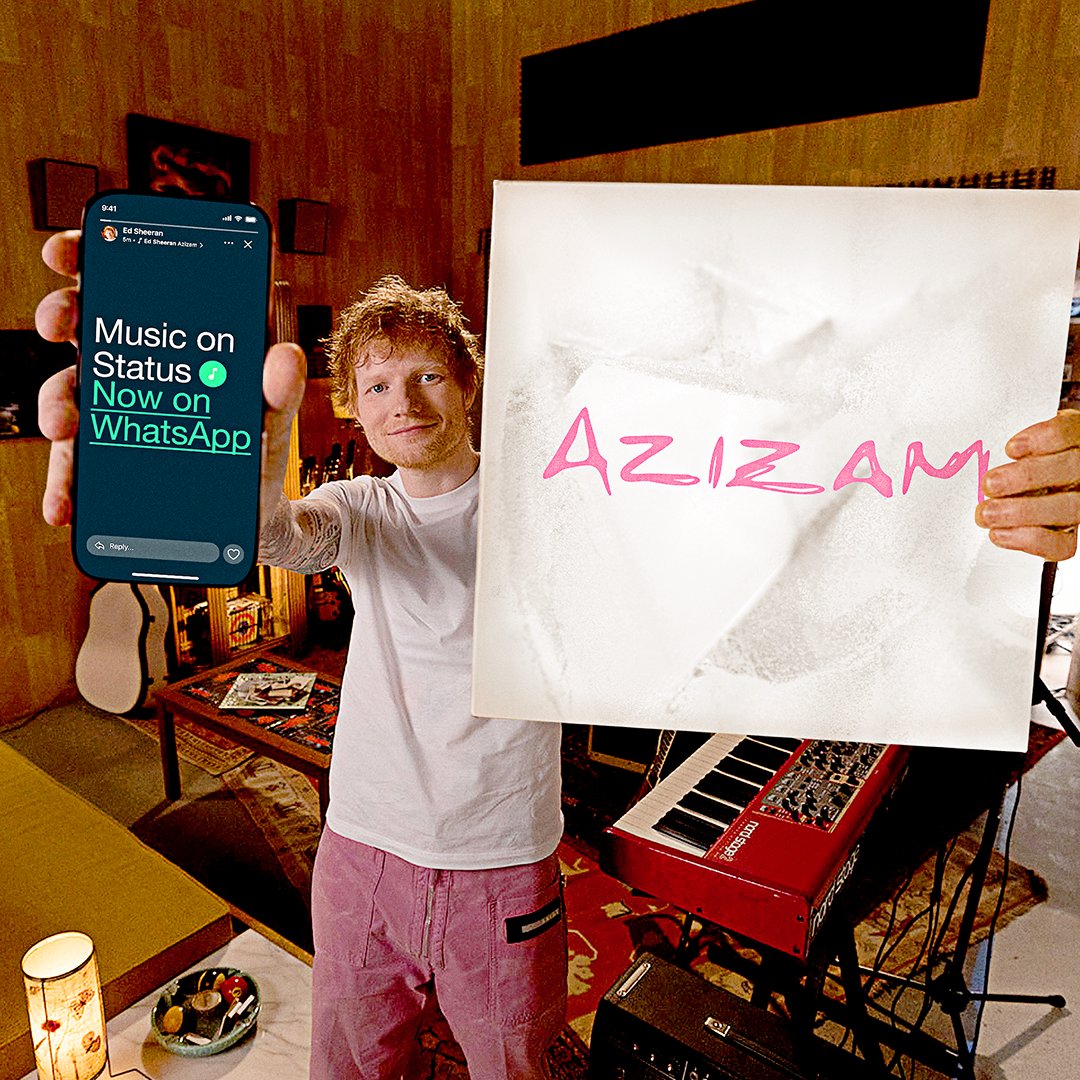 WhatsApp's tweet photo. what @edsheeran said

you can now add music to your WhatsApp Status. find the Perfect song for every mood 🫶 https://t.co/0zPluYlOCO