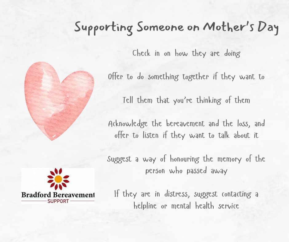 At BBS we understand Mother’s Day can be a difficult time for some
Here are some ways of remembering someone you’ve lost and some tips to support someone grieving this Mother’s Day
🌻🧡