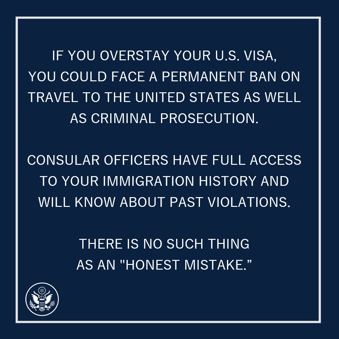 The Department of State keeps the United State of America safe, strong, and prosperous by maintaining the highest standards in our visa screening process. Please know that no matter the category of visa or where it was issued, we continuously check all visa holders to ensure they