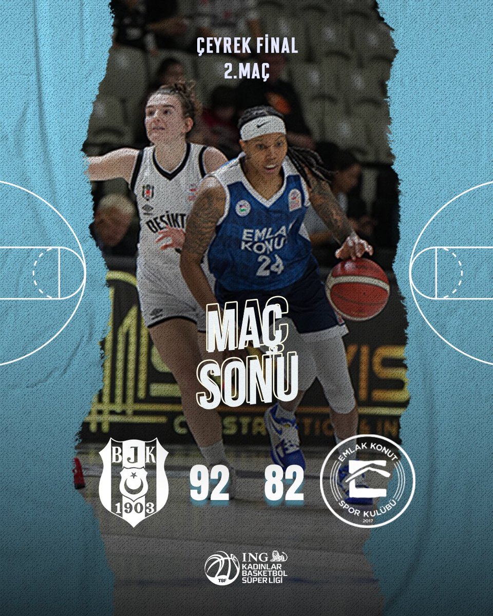 KBSL PLAY-OFF 
1. Tur 2. Maç sonucu 
Beşiktaş 92
Emlak Konut 82
Seride durum 1-1 
Son maç Pazar günü saat 18:00’da Başakşehir Spor Kompleksinde oynanacaktır.