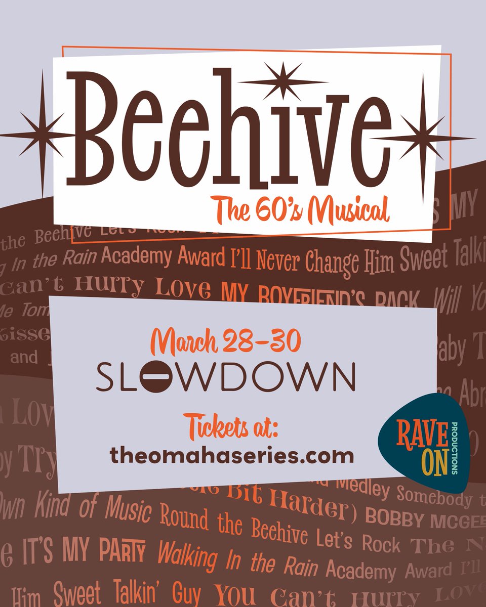 Beehive: The 60's Musical is taking the stage tonight for the start of a three night run! Come celebrate the powerful female voices of the 60's with us at 7:30pm tonight or tomorrow, or 2pm Sunday. Doors open 1 hour prior to start. See you soon! 🌼💮

TIX: theslowdown.com/events