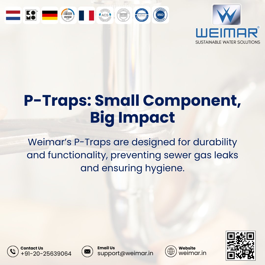 weimarindiallp's tweet image. A tiny yet essential part of your plumbing system, Weimar’s P-Traps ensure smooth drainage, hygiene, and long-term reliability.

#ModernPlumbing #WeimarSolutions #FlexiblePlumbing #LeakProofTechnology #InnovativePlumbing #PlumbingMadeEasy #DurablePipes #WeimarIndiaLLP