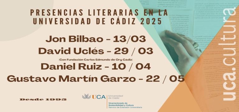 El próximo 10 de abril, el Servicio de Extensión Universitaria del Vicerrectorado de Cultura de la UCA, organiza una charla con el escritor Daniel Ruiz, gracias al ciclo de Presencias Literarias de la UCA.

¡Te esperamos para disfrutar de un diálogo de novela!