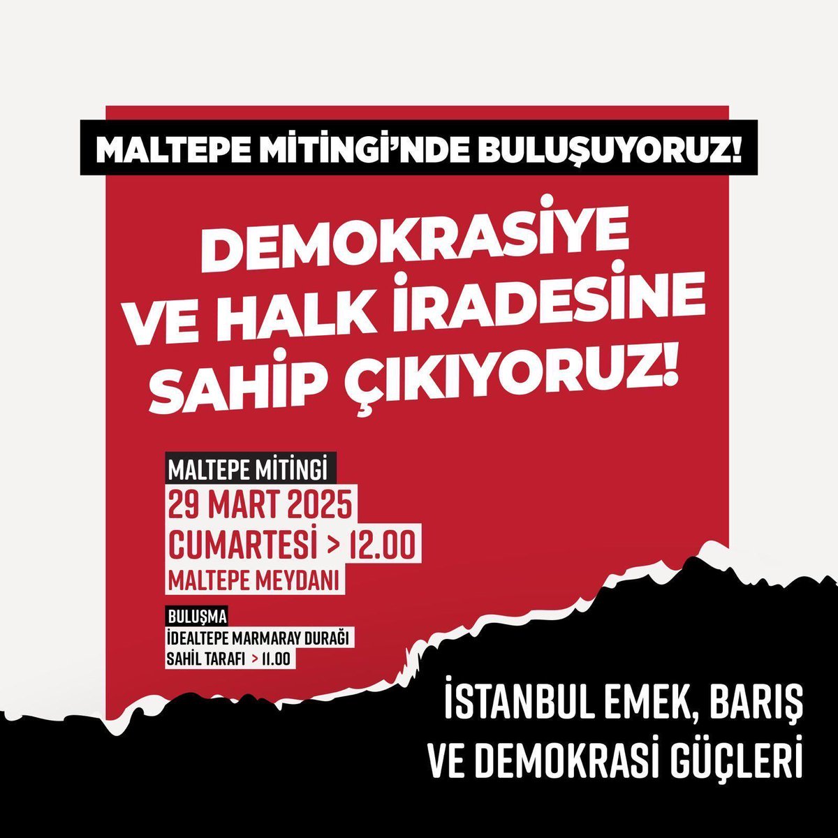 Eyüp İskelesi'nden saat 9.30' da Maltepe'ye vapur kalkacaktır.

 #demokrasi #dayanışmazamanı #solidarity #dayanışmagüçlendirir #dayanışma #emek #ibb #kayyım #gasp #darbe #nurtepe #güzeltepe
#eyüp #kağıthane