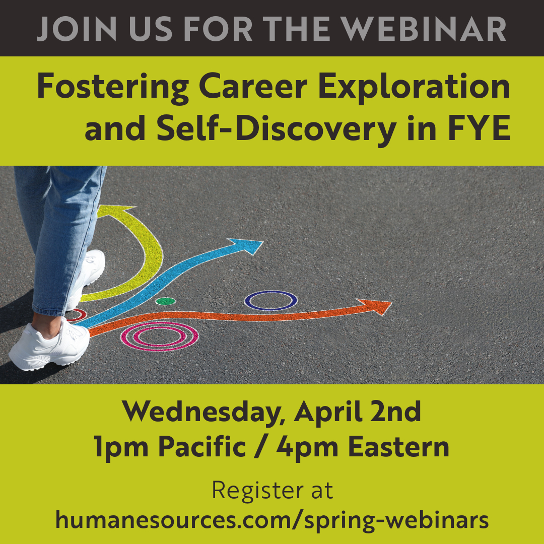 Career exploration and self-discovery is important in the first year of college.  Join Nick as he reveals strategies and practical tips for your #FYE course next Wed. Learn more at humanesources.com/spring-webinars  #firstyearexperience #HESspringwebinars