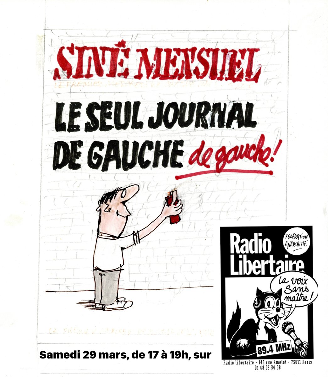 Catherine Sinet, accompagnée d'Isabelle Alonso, Étienne Liebig et Jean-Pierre Bouyxou, vous donne rendez-vous demain (de 17 à 19h) sur Radio Libertaire. 
Banzaï !

→ radio-libertaire.org/accueil.php